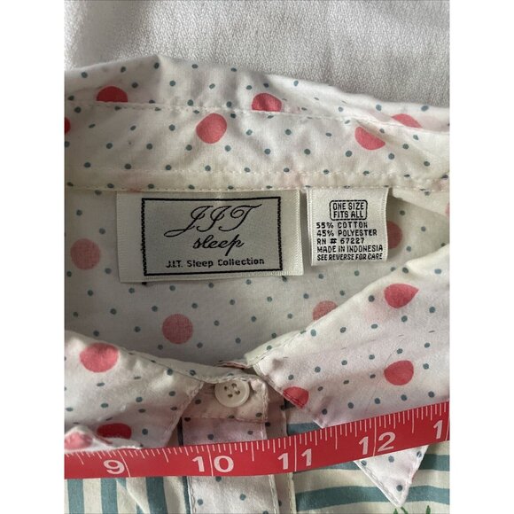 Vintage JIT Sleep Shirt Dress Floral & Polka Dot Print One Size Cotton Blend - Picture 5 of 11